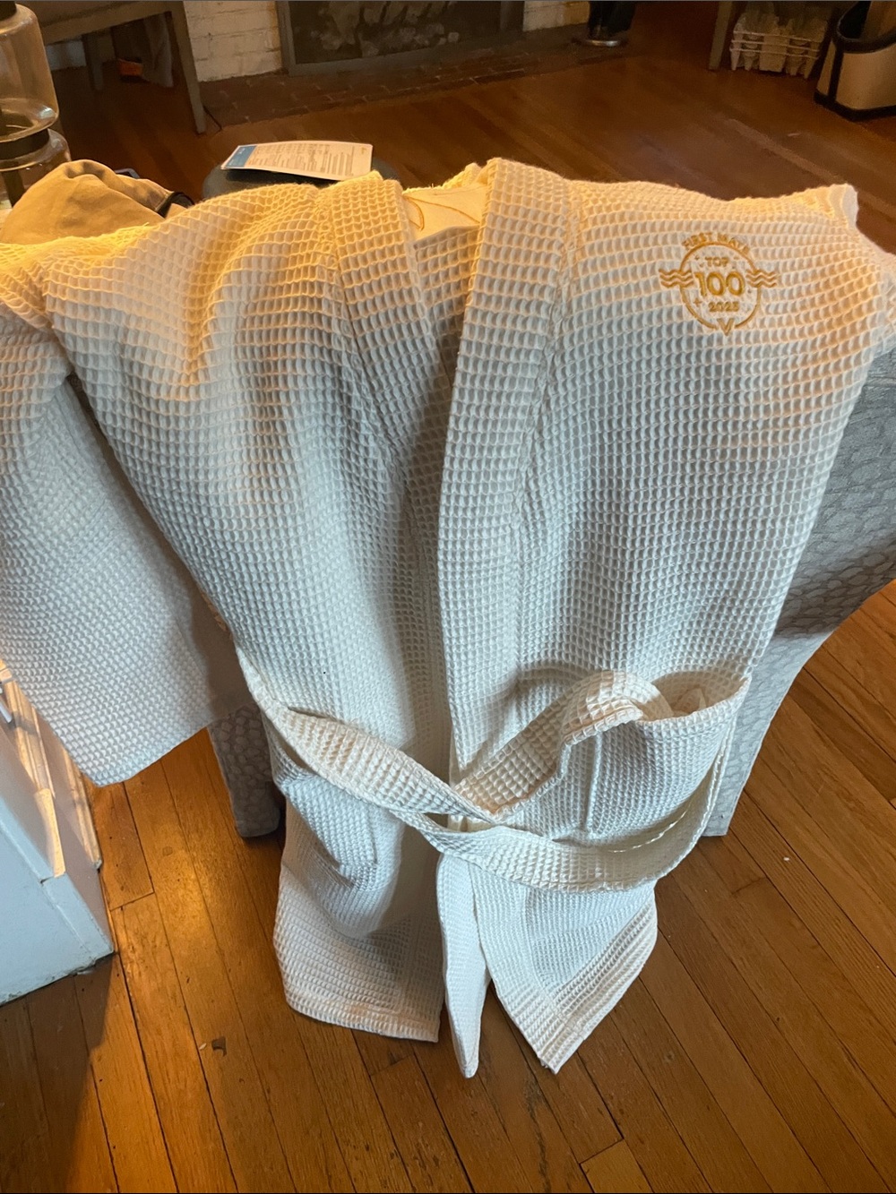 Quince Cream Waffle Knit Robe
